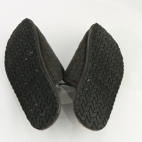Minnetonka Mens Slipper Size 11 Dark Gray Wool Ghingham Plaid Sherpa Lined Shoe - Picture 11 of 12